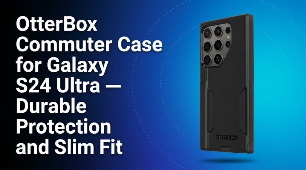OtterBox Commuter Case for Galaxy S24 Ultra product review featured image on a colorful studio backdrop.