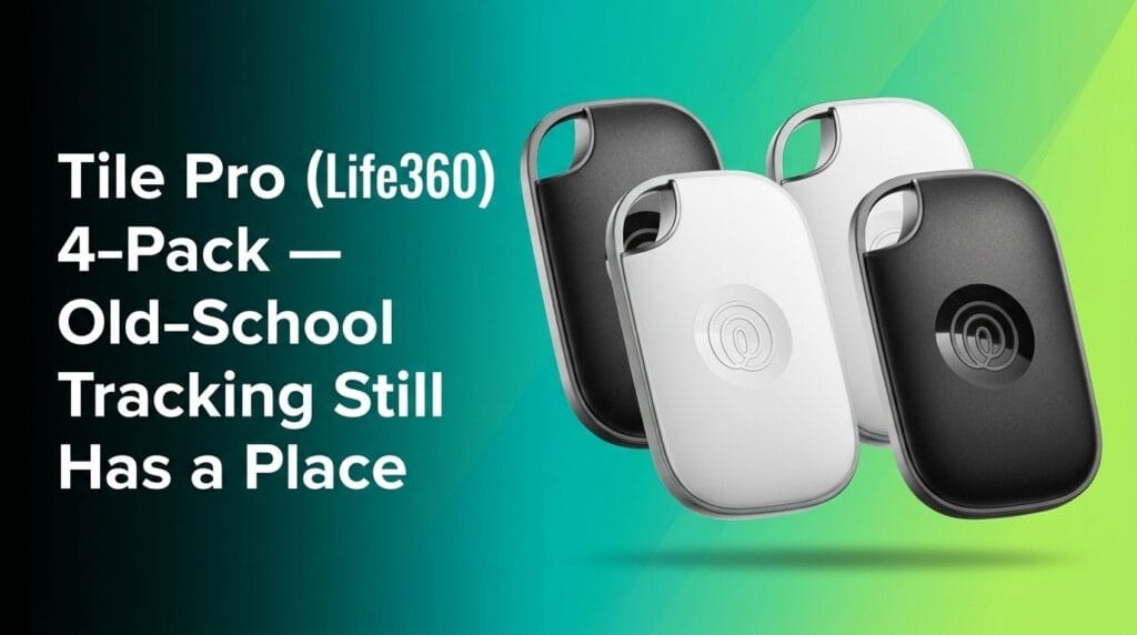 Tile Pro (Life360) 4-Pack featured product review image on a colorful studio backdrop