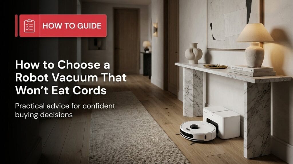 Robot vacuum on a minimal surface with soft directional light for a cord-avoidance guide