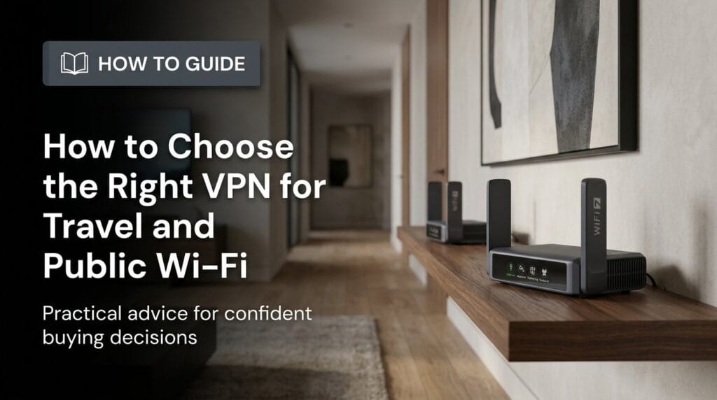 Wi-Fi router on a minimal surface with soft directional light for a VPN travel guide