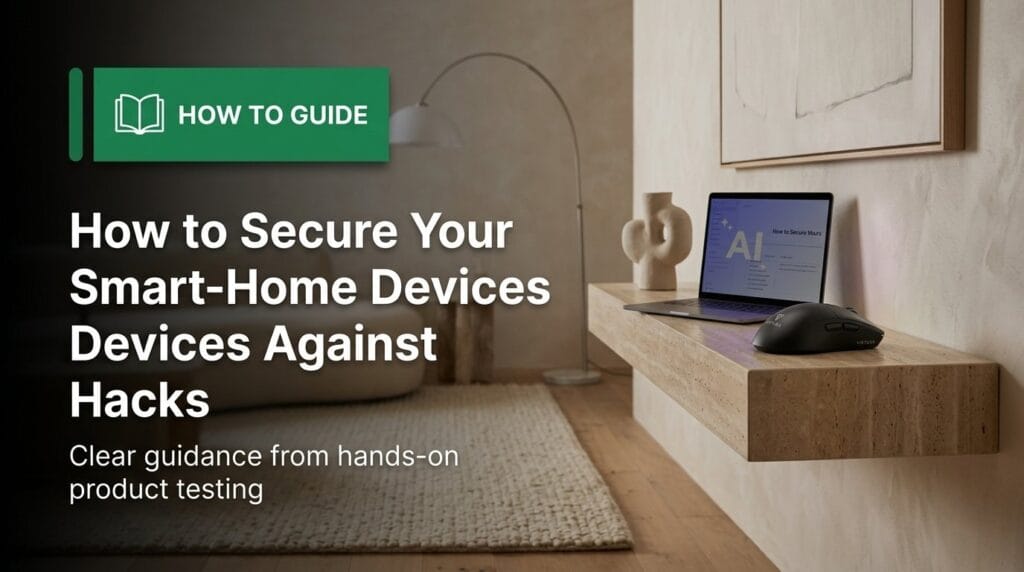 Smart home hub on a minimal surface with soft directional light, featured guide image