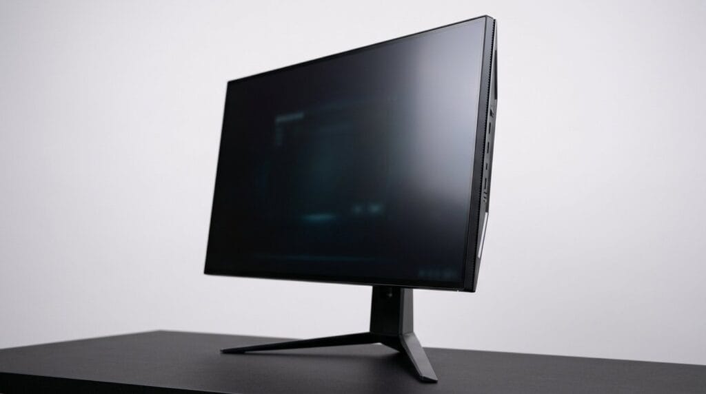 Sleek black computer monitor on a dark surface with soft directional light, shown as an editorial hero image