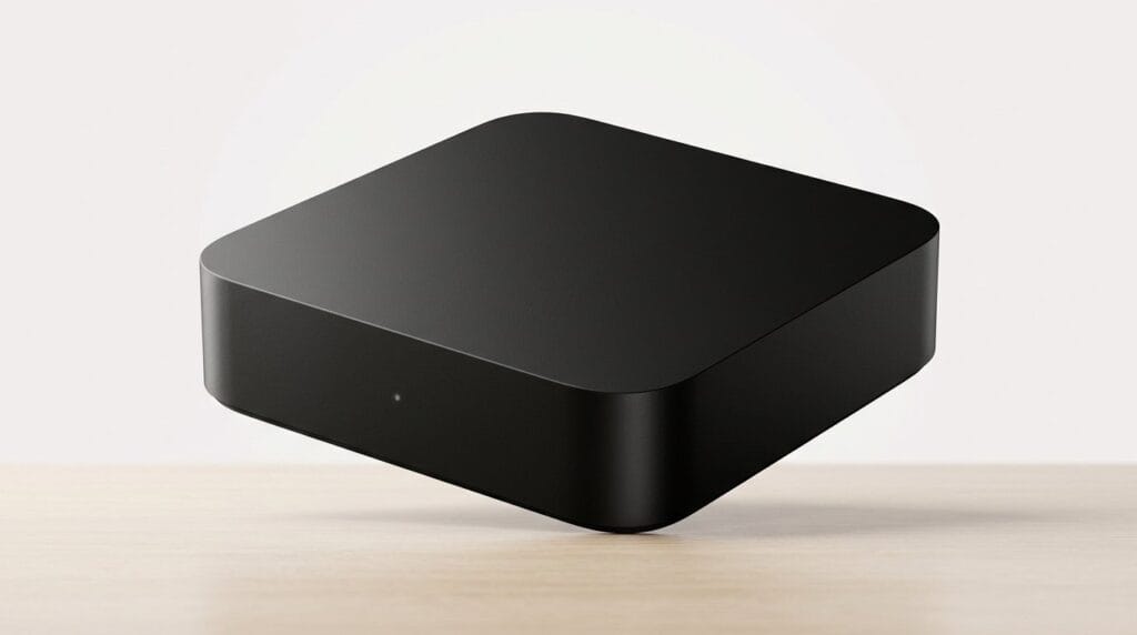 Sleek black wireless charging pad on a wooden surface with soft directional light