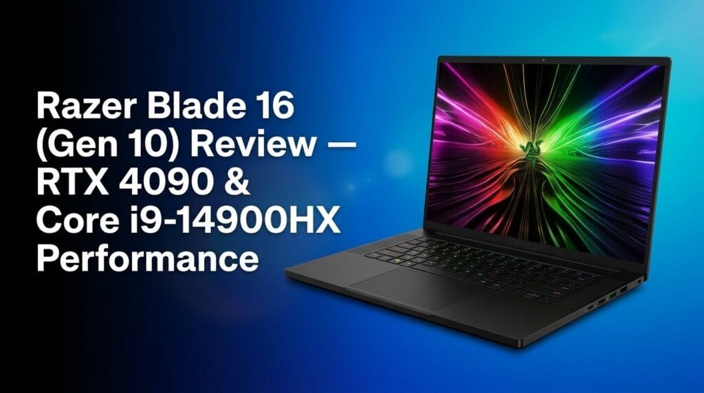 Razer Blade 16 Gen 10 review featured image on a minimal desk surface.