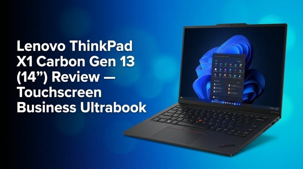 Lenovo ThinkPad X1 Carbon Gen 13 review featured image on a minimal desk