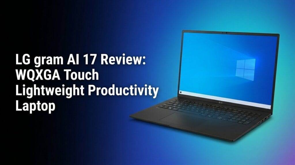 LG gram AI 17 laptop review featured image highlighting the WQXGA touch display and lightweight design