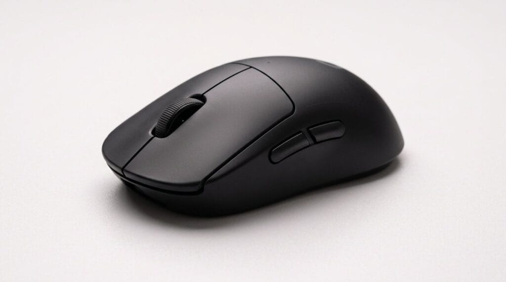 Black wireless gaming mouse with side buttons on a white background, featured in a lightweight gaming mice guide