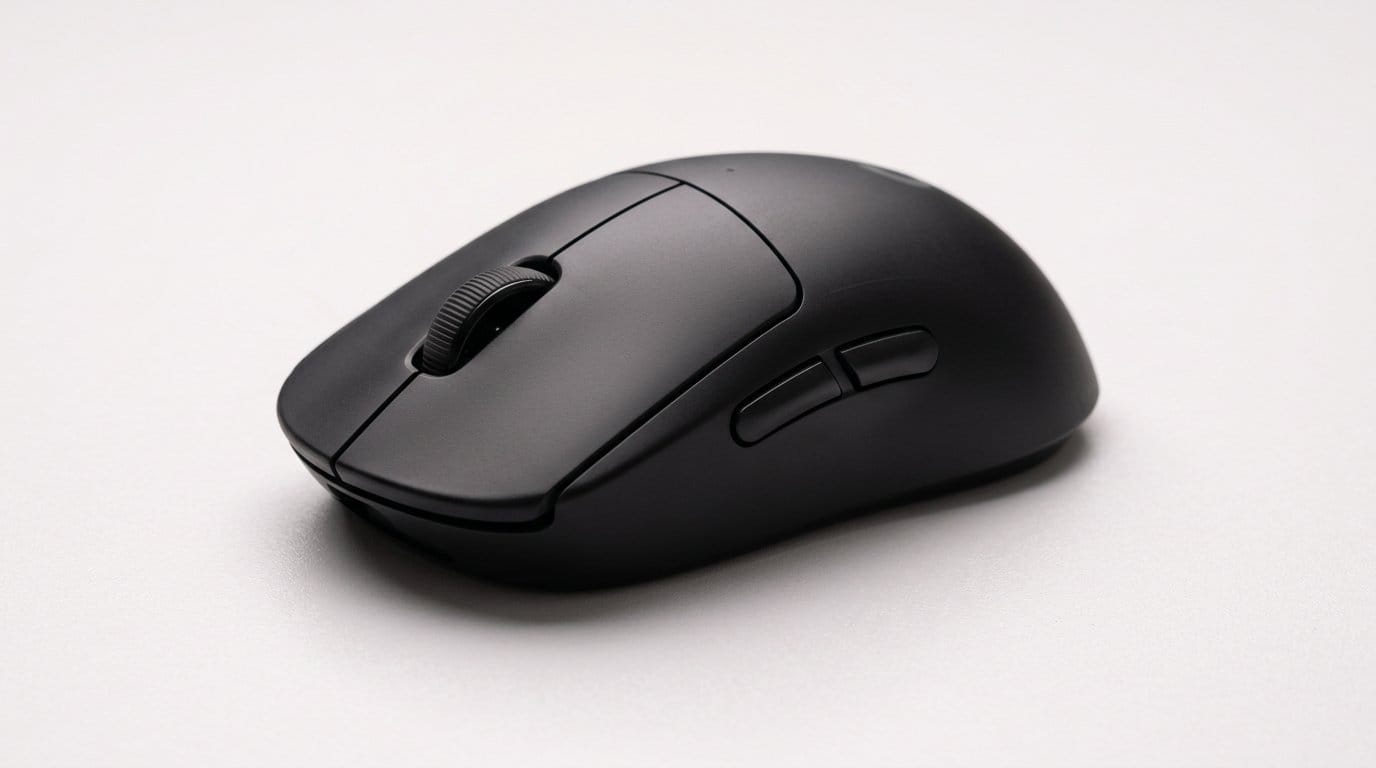 Black wireless gaming mouse with side buttons on a white background, featured in a lightweight gaming mice guide