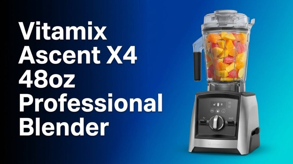 Vitamix Ascent X4 48oz blender on a kitchen counter with warm light, featured review image
