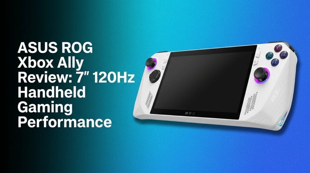 ASUS ROG Xbox Ally handheld gaming device featured image on a colorful gradient backdrop