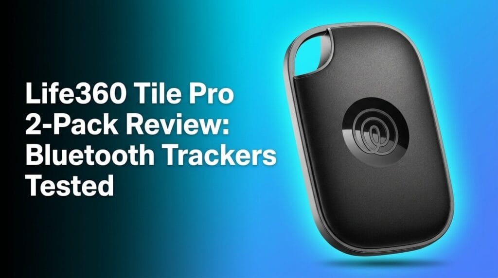 Life360 Tile Pro 2-Pack review featured image on a colorful studio backdrop