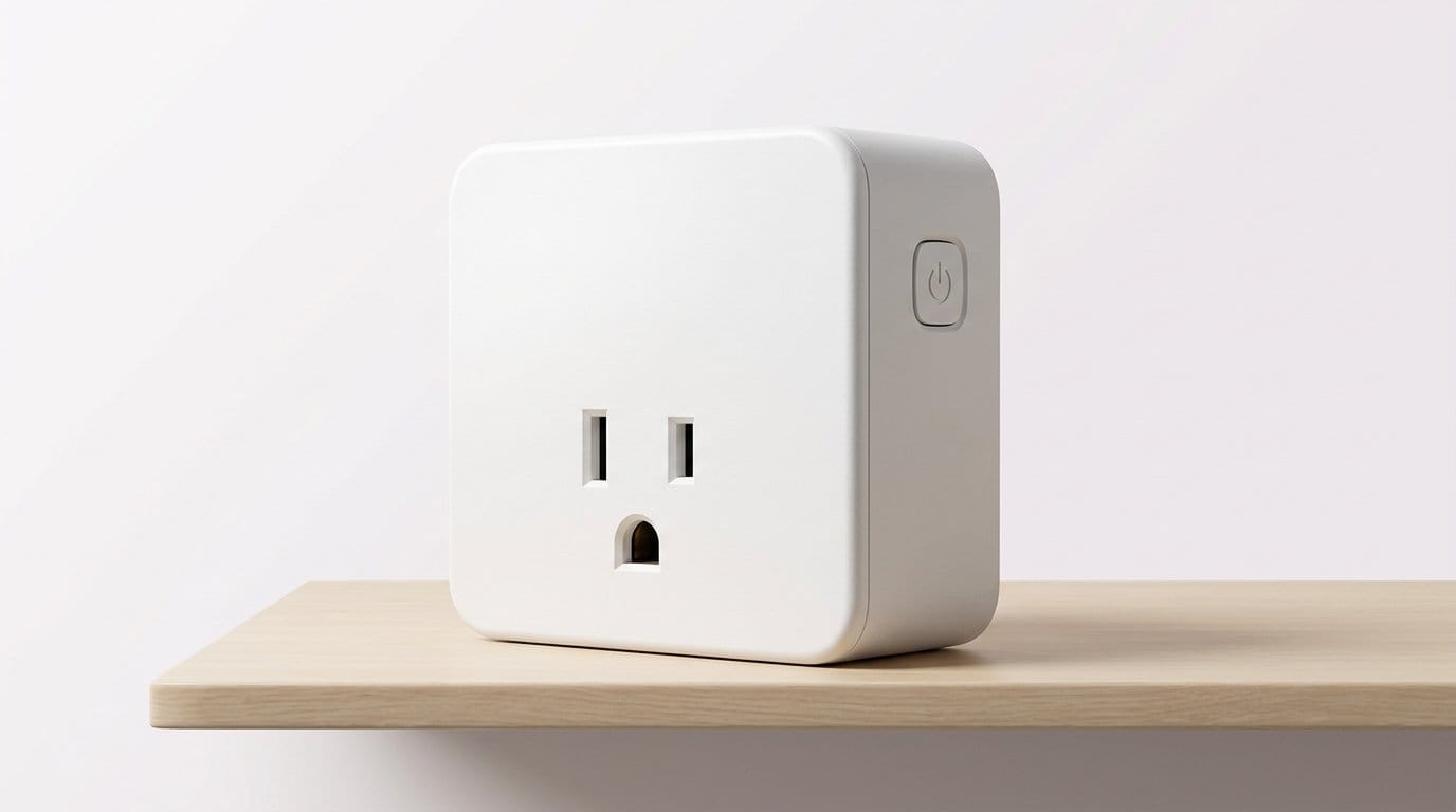 Compact smart plug with USB ports on a wooden surface, featured image for a home automation buyer guide.